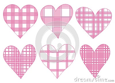 Hearts pink buffalo plaid Valentines day vector illustration Stock Photo